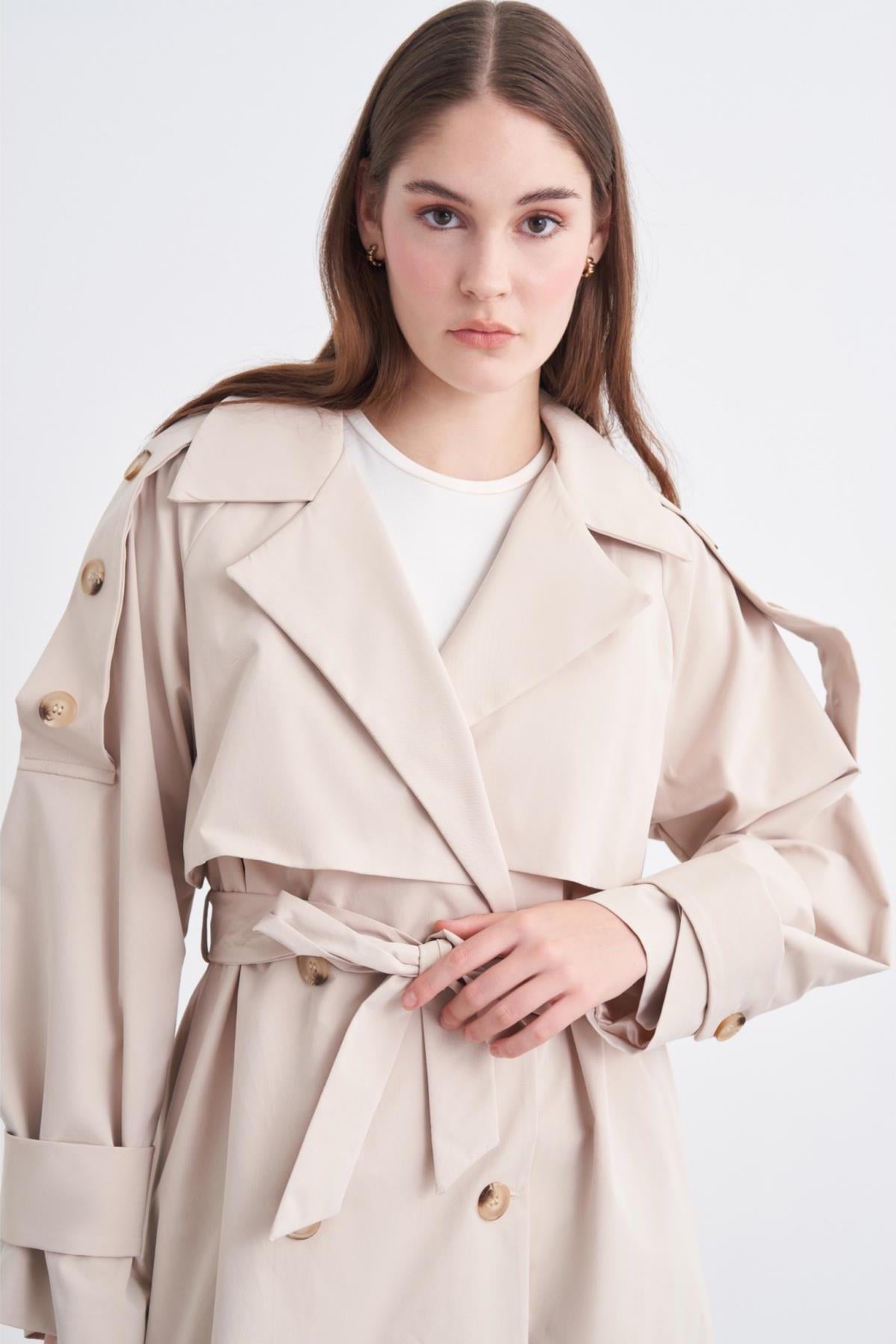 Line wide sleeve trench coat