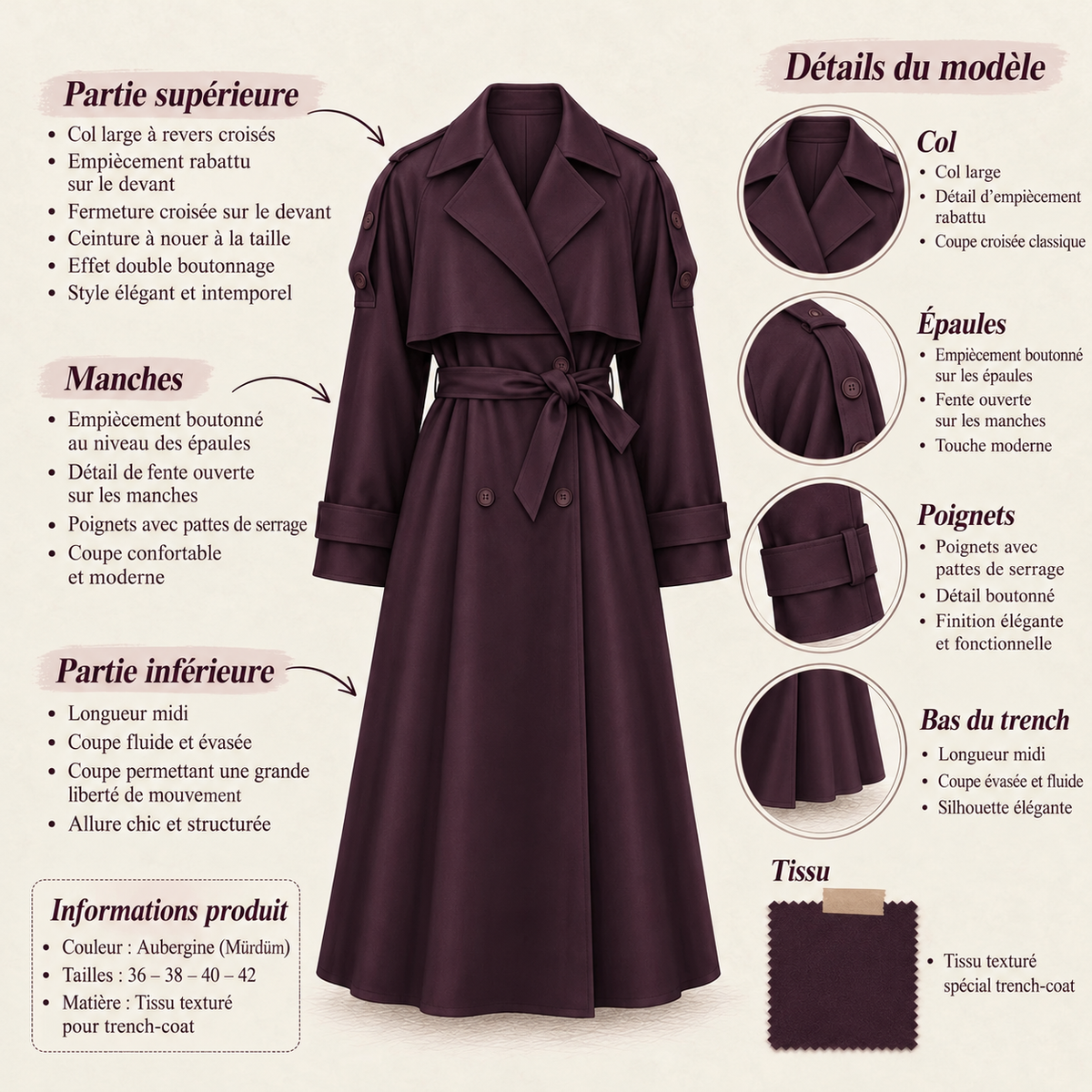 Line wide sleeve trench coat