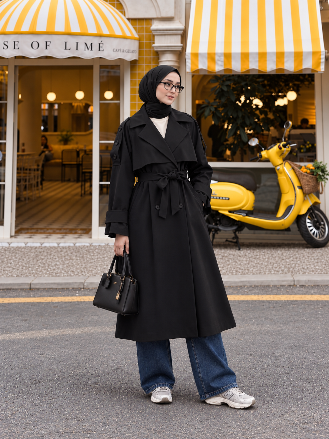 Line wide sleeve trench coat